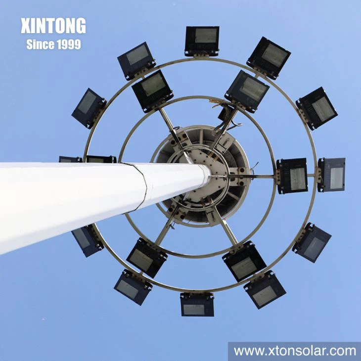 20/30/40m Lifting System LED High Mast Pole Light With Floodlight For Stadium Square Airport Lighting